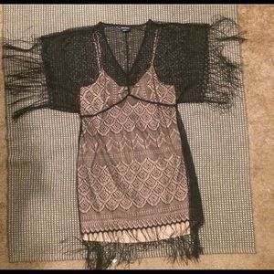 BeBe Lace Overlay Dress